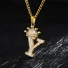 Chains Gold Rhinestone Women Girls A-Z Letter Necklace 26 Letters Crown Charm Name Pendant Top Quality Zircon Jewelry Gift