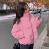 Hiver Velours Côtelé Veste Courte Femmes Style Coréen Épais Fermeture Éclair Coton Parkas Femme Stand Collor Chaud Outwear Manteaux Mujer 211013