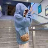 Deeptown Rolig Shark Patchwork Hoodies Kvinnor Höst Kawaii Sweatshirt Oversized Casual Långärmad Pullover Skolkläder 211109