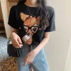 EasyGartment Summer半袖クールなTシャツかわいい韓国語日本風ラブリー女性ティーカジュアルホットトップY0621