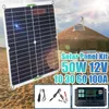 50W 12V Solar Panel Kit Complete 10A 30A 60A 100A Controller- Power Bank Tablet Phone Battery Charger USB Type C QC 24V-
