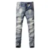 Jeans da uomo alla moda in stile italiano Pantaloni casual in denim vintage di alta qualità retrò strappati elastici slim strappati DVFH