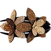 Charm Rhinestone Double Flower Hair Clip Vintage Claws Women Crystal Hair Combs Handmade Ponytail Ornament Hair Accessories