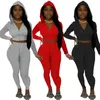 Novos ternos jogger femininos outono inverno roupas de treino roupas de manga longa jaqueta com capuz + calças dois 2 peça conjunto jogging plus size s-casual preto sweatsuits 5824