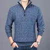 Мужские свитера Бренд Zip Fashion Sweater Men Half 2021 Pullover Slim Fit Джемперы Трикотаж Толстая осень Корейский стиль Повседневная одежда Мужской