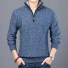 Suéteres de marca con cremallera para hombre, suéter de moda para hombre, jersey de medio 2021, jerséis ajustados, prendas de punto gruesas de otoño, ropa informal de estilo coreano para hombre