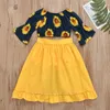 kids Clothing Sets girls sunflower outfits children Flared sleeves Tops+ruffle skirts+shorts 3pcs/set Spring Autumn summer fashion baby Clothes C1407