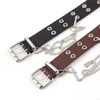 Women Punk Chain Fashion Belt Adjustable Double/Single Row Hole Eyelet Waistband with Eyelet Chain Decorative Belts 2021