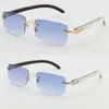 도매 판매 스타일 8200757 선글라스 원래 정품 자연 흑백 세로 줄무늬 버팔로 경적 무리 8200758 남성 여성 안경 유니섹스