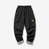 Erkekler Cepler Renk Blok Siyah Cep Kargo Pantolon 2021 Harem Joggers Erkekler Harajuku Sweatpant Hip Hop Pantolon Dropshipping Y0927