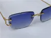 Fashion Design Zonnebril 0112 Retro Randloos Kristal Geslepen Oppervlak Onregelmatig Frame Pop Vintage UV400 Lens Topkwaliteit Bescherming Oog Klassiek