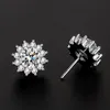 Stud S925 Argent Aiguille Moissanite Boucles D'oreilles Femmes Mode Sun Flower 1 Carat Bijoux En Gros