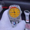 TOP QUAITY 41mm Shiny Diamonds Watches Silver Case Multicolor Dial Sapphire Mirror Automatiska män Smooth Hands Wristwatch 904L Stai270s