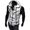 Heren hooded mouwloos zip casual sweatshirt hoodies zomer herfst effen kleur katoenen jas vest vesten top 211230