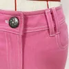 High Street EST Designer Jeans Femmes Top Couent Contrast Pantalon Pink Rose Denim 210521