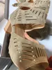 Kobiety Wysokie obcasy Kryształy Kryształy Sandały Peep-Toe Skórzane Buty Moda Hollow Out Sandals Lato Chunky But Z Zipper Rozmiar 35-43 11