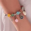 Bracciale rigido con perline colorate alla moda, braccialetto con moneta rosa, originale per le donne, moda, ciondoli geometrici da polso, gioielli fai da te