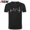 REM Coton T-shirt Funny Heartbeat T-shirts Hommes Harajuku Hip Hop Tees Tops Streetwear Fitness 210707