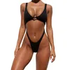 Costumi da bagno da donna 2023 Bikini solido Costume da bagno brasiliano Bottoms Vita alta Set da donna Sexy Push Up imbottito Plus Size Donna