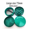 Grandi dimensioni 75mm 4 parti smerigliatrici tabacco tagliente fumatori Accessroy Herb Grinder CNC Denti Filtro Net Dry Herb Vaporizer Pen 7 Col1998512