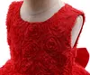 Robes de fille Infantil Robe pour filles 1er anniversaire 3D Rose Floral Party Mariage Fille Bébé Princesse Robe Costume de Baptême