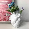 Symulacja Nordic ANATOMICAL SERCE Kształt Kwiat Wazon Heartbeat Żywica Pot Wazony Rzeźba Desktop Plant Home Decor 211130
