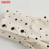 Tangada Fashion Women Dots Print Shirt Dress with Slash Back Zipper Vintage Long Sleeve Office Ladies Mini Dress 3H337 210609