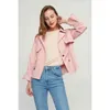 Frauen feste beiläufige Jacke Mode Damen Puffärmel Umlegekragen Collage Taschen Jacken schicke weibliche Streetwear 210521