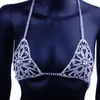 Altro 2021 donne sexy bikini di cristallo Set Bling pieno di strass scava fuori il reggiseno del seno colture top mutande Night Club catena del corpo Jew363B