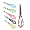 10 Inch Egg Tools Beater Stirrer Color Silicone Whisk Stainless Steel Handle Mixer Household Baking Tool RH3676