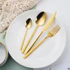 Conjuntos de utensílios de jantar 24pcs Conjunto de ouro de aço inoxidável Cretlers de garfo colher knive cozinha de mesa de mesa dourada