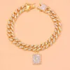 Tornozeleiras AZ Inicial Iced Out Cuban Link Tornozeleira Pulseira para Homens Mulheres Pé Chunky Chain Aço Inoxidável Cristal Hiphop Jóias J059624668