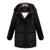 Kobiety Zima Plus Rozmiar 3XL Kapturem Solid Color Lambswaol Grube Kurtki Wyściełane Ciepłe Mid Długość Płaszcze Parkas Veste Femme MZ1911 211216