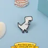 Pixel Dinosaur Emalj Pins Söt Brosch Vit Djur Tecknad Badge Brosch Lapel Kläder Tröja Ryggsäck Kvinnor Barn Rolig Partihandel Smycken Present