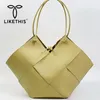 Evening Bags LIKETHIS Large Capacity Tote Bag For Women Designer Weaving Process Genuine Leather Shopper Shoulder Woman