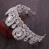 Exquis Bridal Baroque Tiara Vintage Grand Cristal Brillant Strass Feuilles Demi-Cercle Couronne Couronne Accessoires Cheveux Bijoux X0625