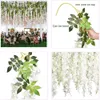 12 pcs 45inch wisteria artificial flor festão de videira de seda pendurado para festa de casamento jardim ao ar livre vegetal decoração de parede 210925