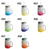 Süblimasyon Drinkware Tumblers 15oz Buzlu Mason Kavanoz Kolu Ile DIY Çok Renkli Gözlük Isı Transferi Şarap Tumbler Bira Bardak 8 Renk Kupalar