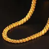 Цепи роскошные 24K желтого золота ожерелье для мужчин Rtro Double Blessing Scale Scale Chain Свадебные украшения подарки на день рождения подарки