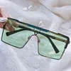 Latest fashion sunglasses 9808 womens oversized frame all-in-one glasses square simple and generous mens cool carved temples metal200K