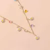 Kleurrijke edelsteen rechte buis choker choker vrouwen geschilderd druppel glazuur bloem charme hanger ketting modieuze exquise sieraden gift