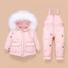 Vinter barn kläder sätter barn snöar pojke varm kappa jumpsuit baby flicka kläder down jackor parka överaller spädbarn överrock h0909