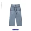 UNCLEDONJM Cartoon Jeans imprimés pour hommes BF Harajuku Fashion Brand Street Wear Casual Graffiti Loose Blue Jeans 210716