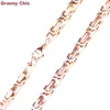 Granny Chic Classic Mens Selling Rose Gold Stainless Steel 6mm Byzantine Necklace Chain 7-40in Chains2378