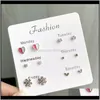 Earrings Jewelry Drop Delivery 2021 6 Pairs Per Set Women Cute Style Korean Model Earring Stud N1V0T