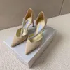 [Original Box] Elegant Klänning Skor Bee Sandaler Pekade Toe Kvinnors Strass Strapy High Heels Lady Pumps Slippers Ladies Comfort Walking Shoe EU35-43