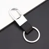 2021 패션 디자인 최고의 비즈니스 망 선물 실버 금속 열쇠 고리 검은 가죽 키 체인 키 반지 무료 선물