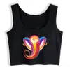 Crop Top Mujer Animal Elefante Cabeza Acuarela Pintura Vida Silvestre Diseño Blanco SleevelTank Top Mujeres X0507