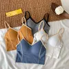 Regatas femininas Camis Sexy Lingerie U Back Crop Tops Mulheres Cuecas Sem Costura Alça Ajustável Regata Acolchoada Camisola Feminina Summer Bottom