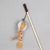 Cat Teaser Toys Feather Linne Wand Catcher Teasers Stick Pet Interactive Wood Rod Mouse Toy med Mini Bell 40cm